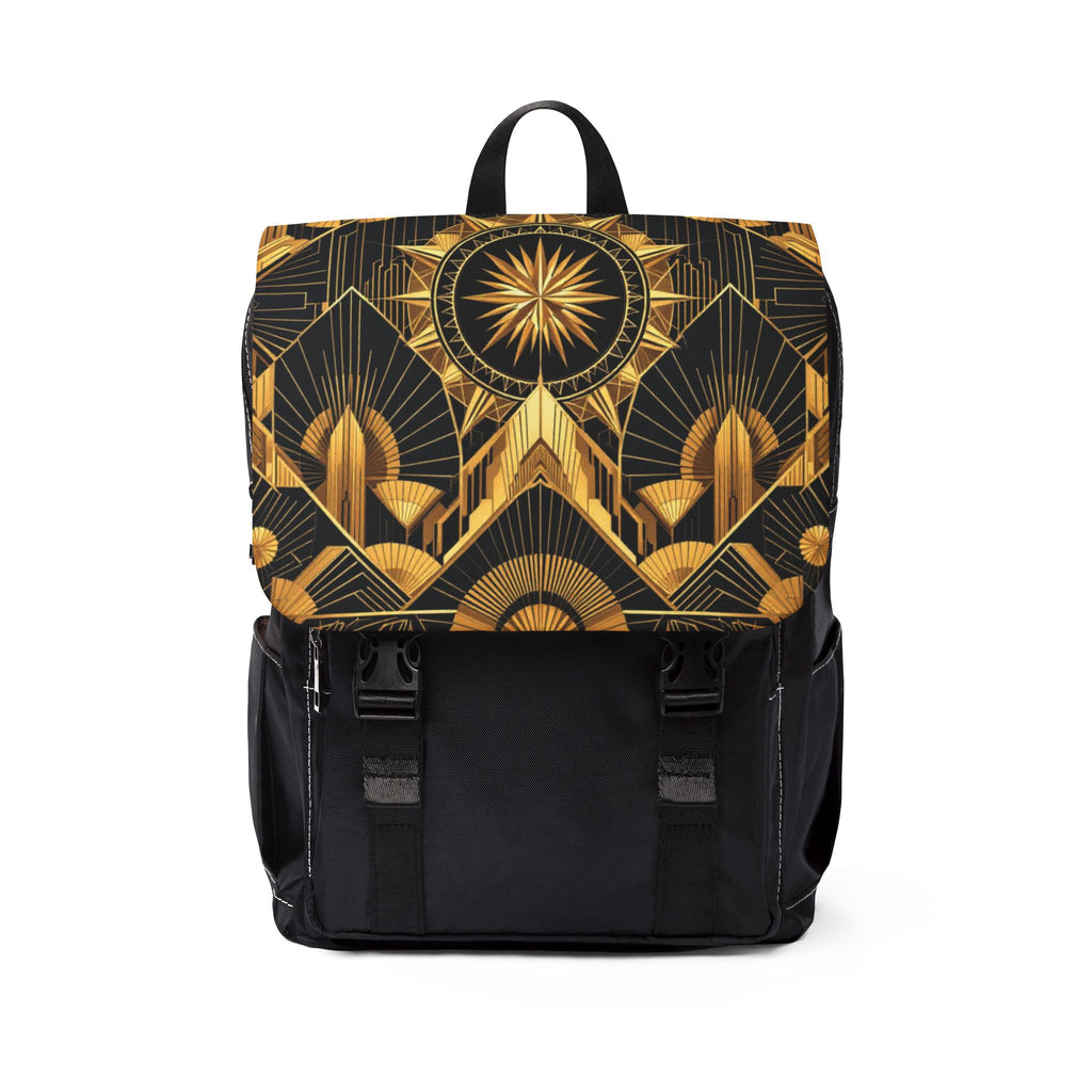 Art Deco Stylized Compass Burst Oxford Canvas Backpack