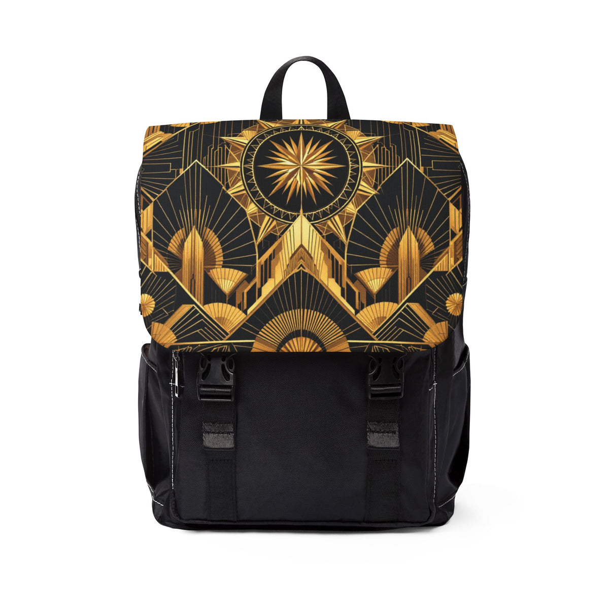 Art Deco Stylized Compass Burst Oxford Canvas Backpack