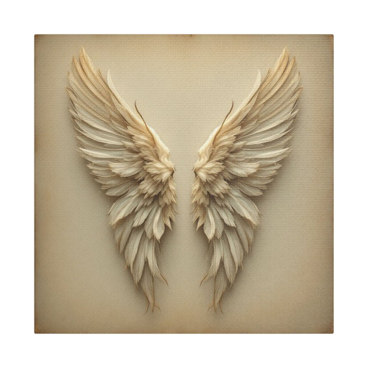 Soft Sepia Angel Wings Satin Canvas, Stretched