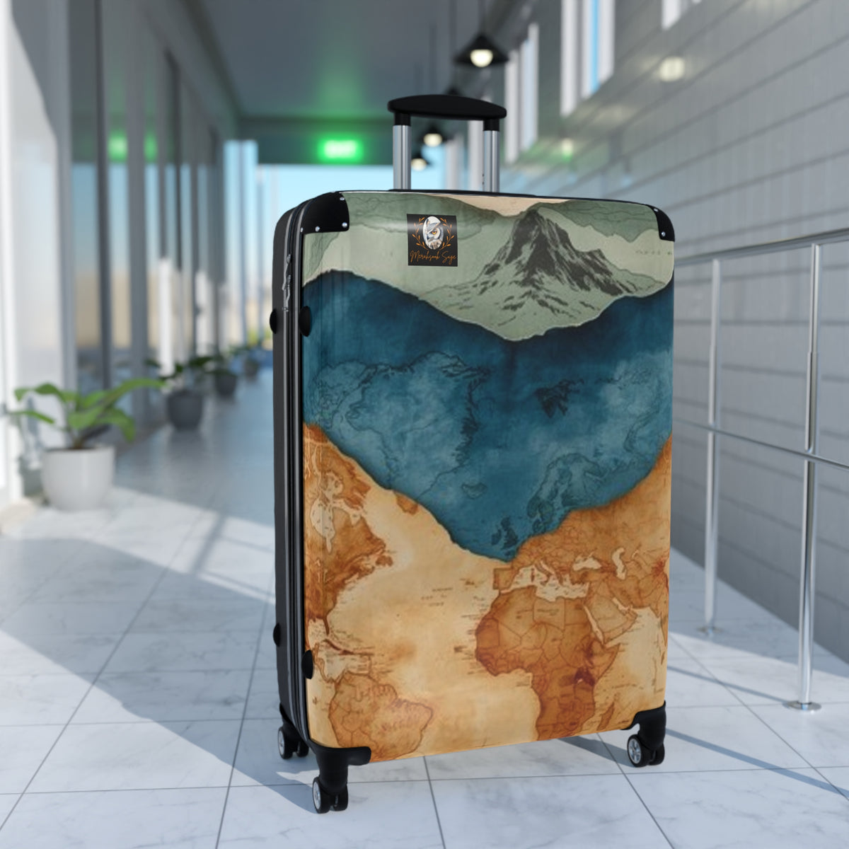 Stylized Layered Map Suitcase