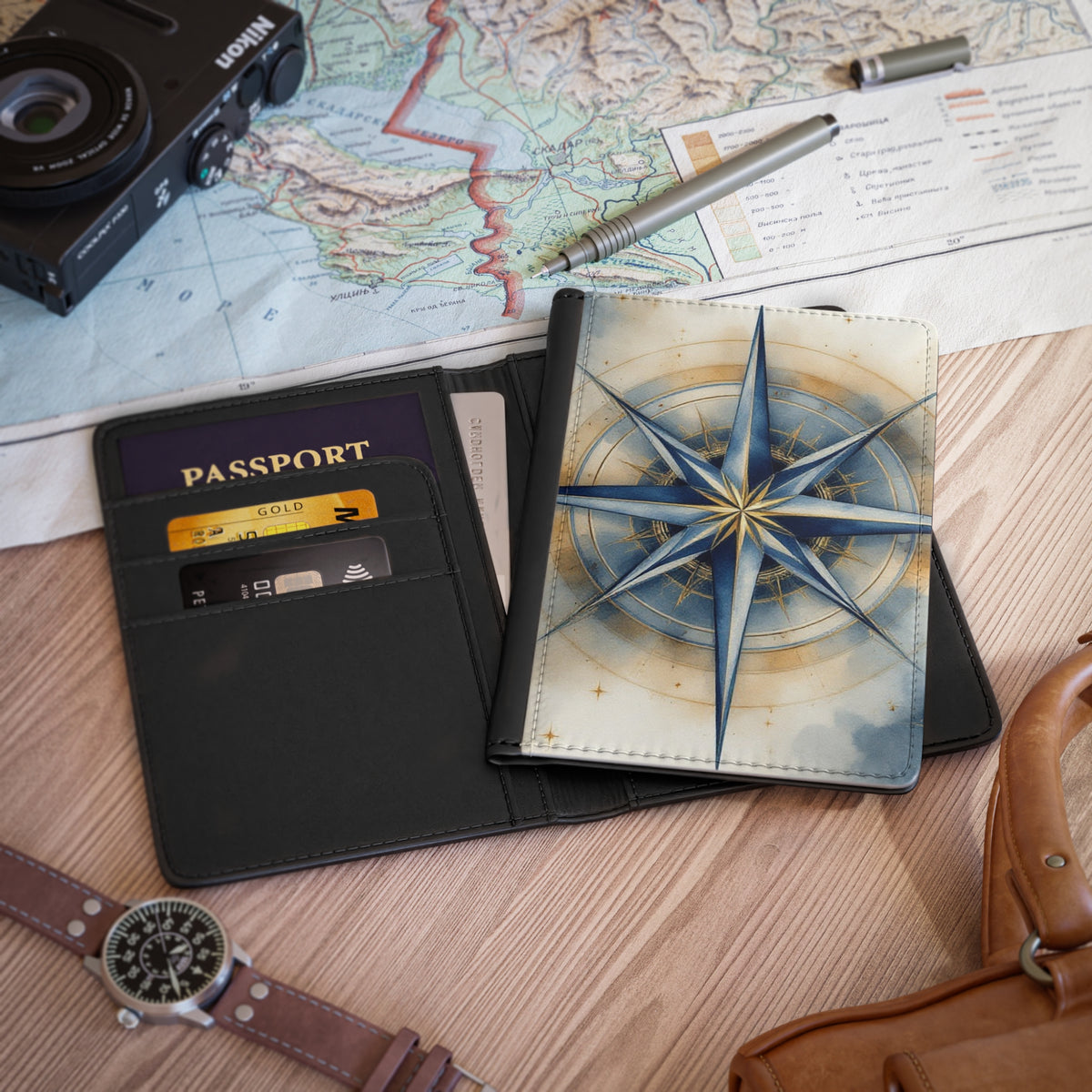 Compass Rose Passport Cover