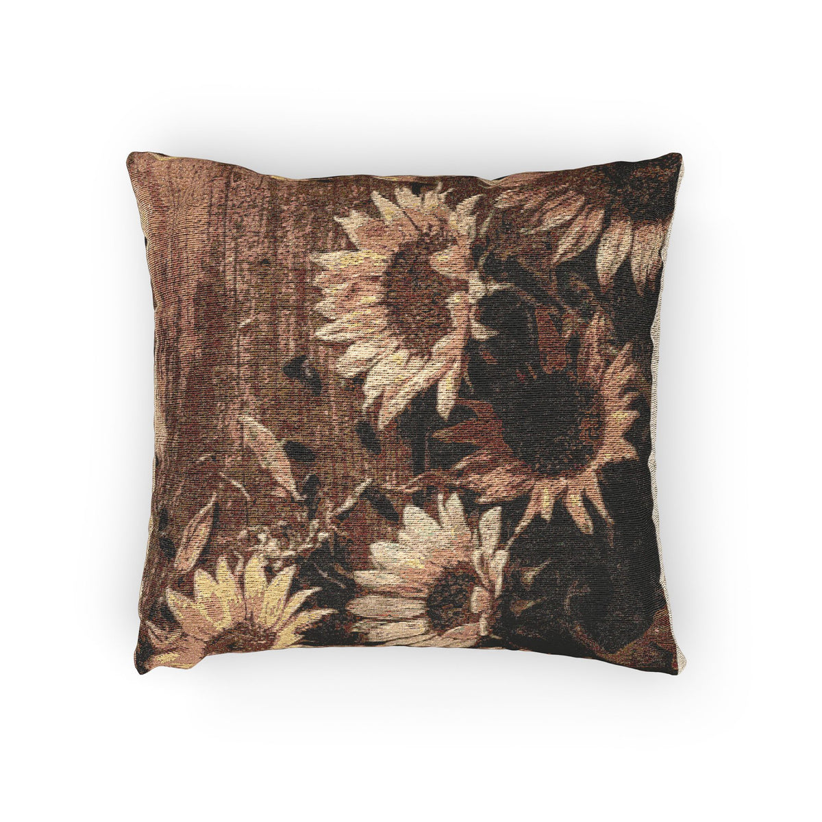 Soft Sepia Sunflowers Woven Pillow
