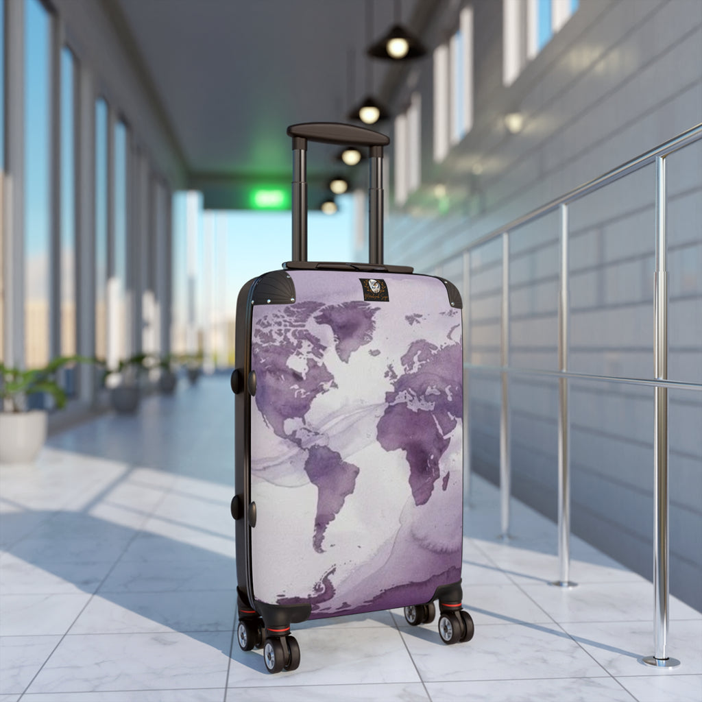 Purple Watercolor Map Suitcase