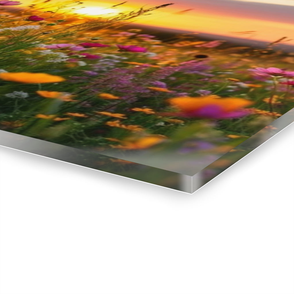 Wildflower Field at Sunset Acrylic Prints (French Cleat Hanging)