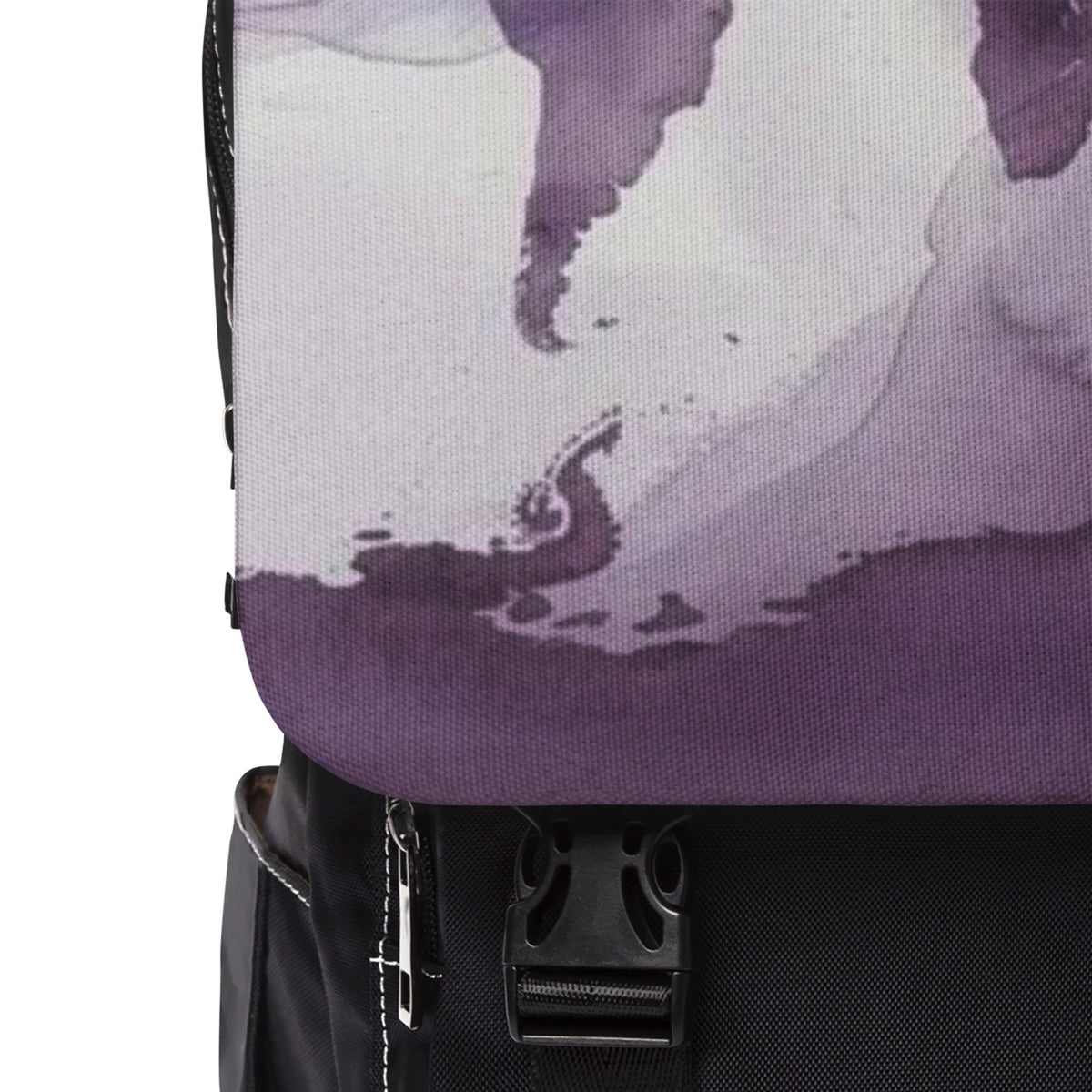 Purple Watercolor Map Oxford Canvas Backpack