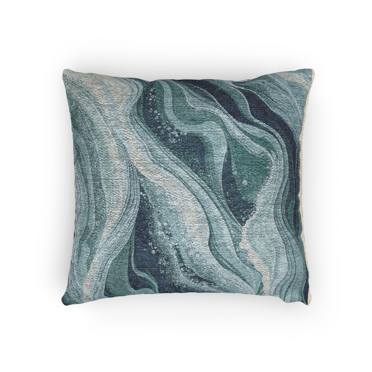 Soft Layered Blue Tones Woven Pillow