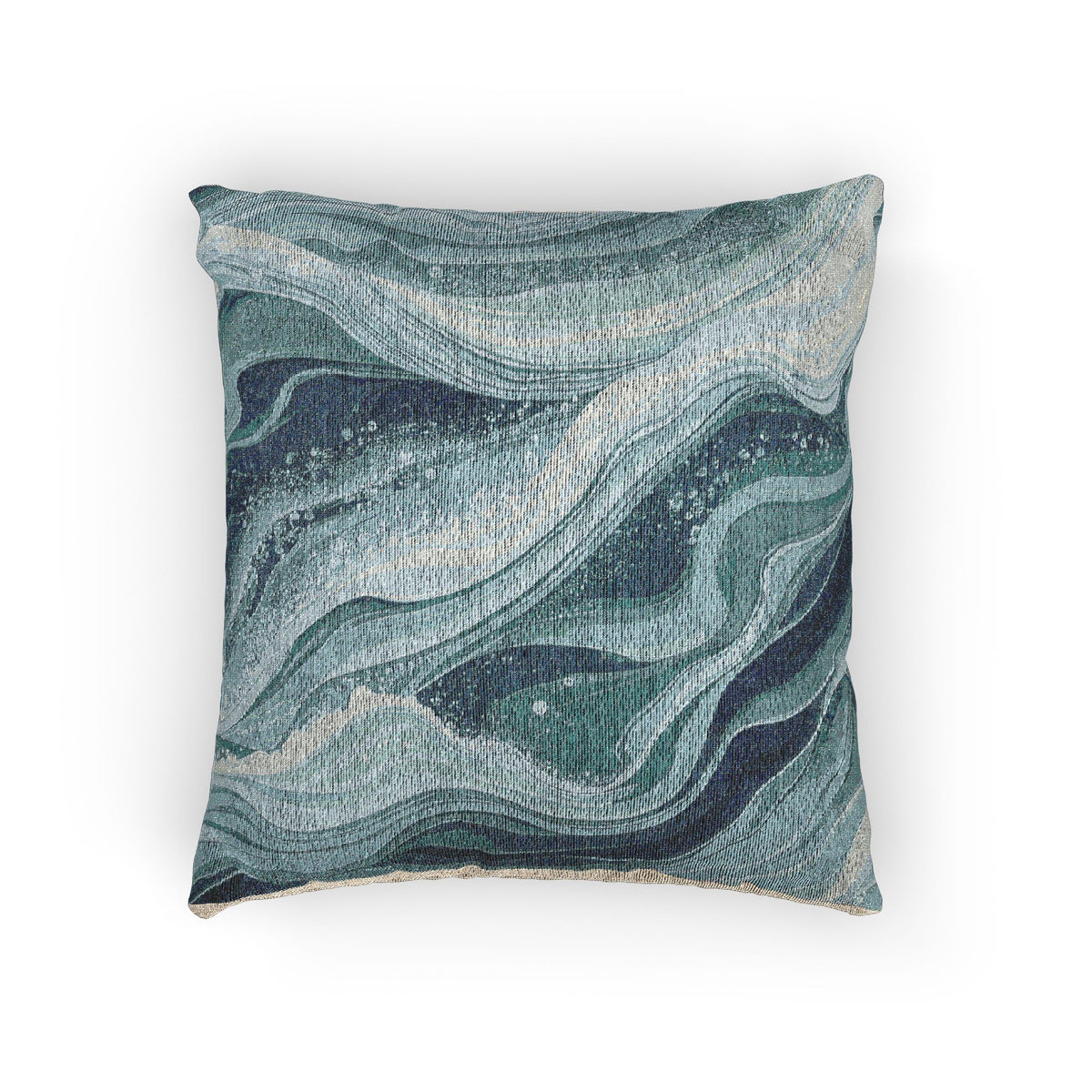 Soft Layered Blue Tones Woven Pillow