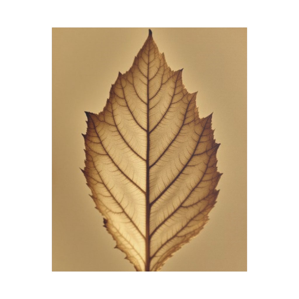 Soft Sepia Leaf Satin Canvas, Stretched