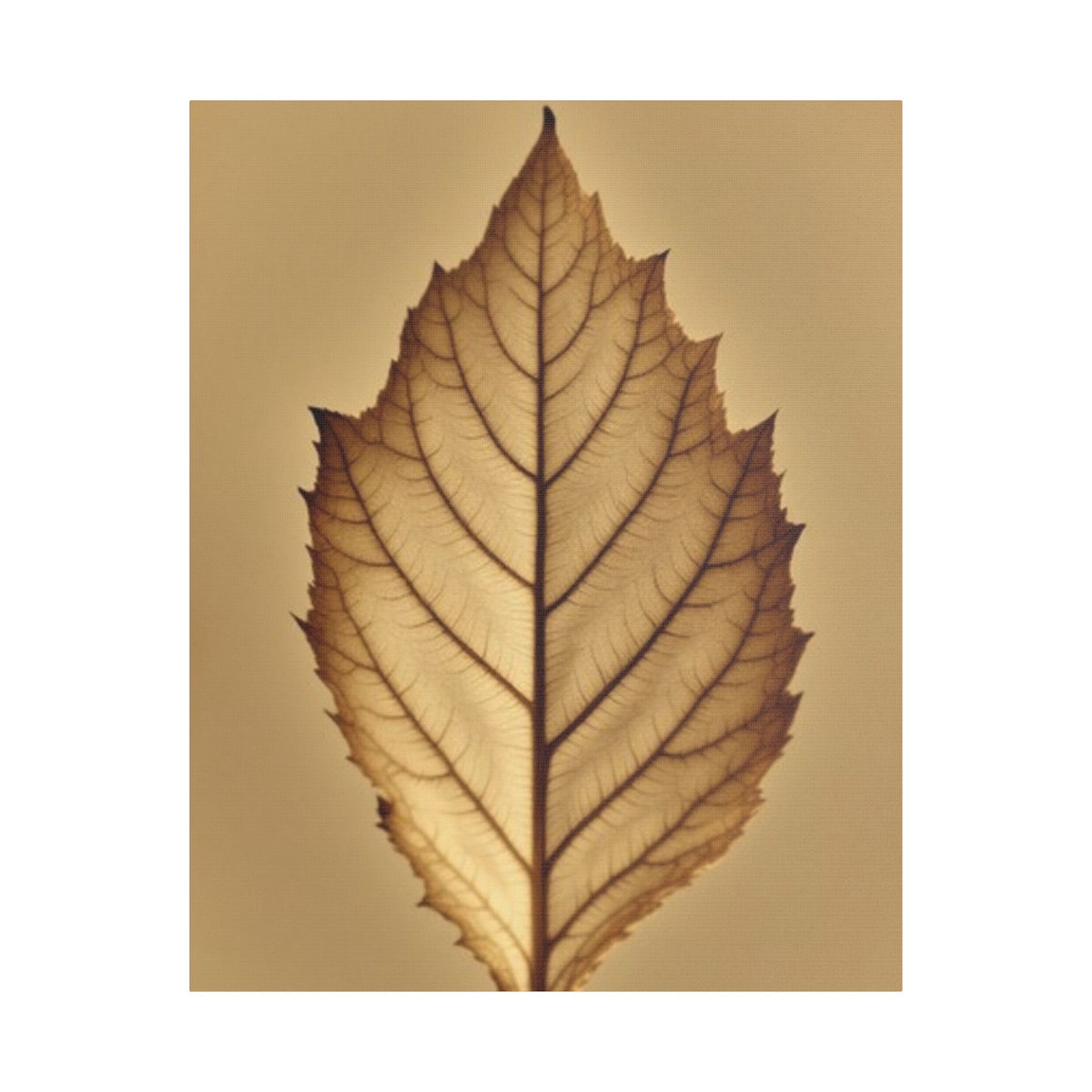 Soft Sepia Leaf Satin Canvas, Stretched
