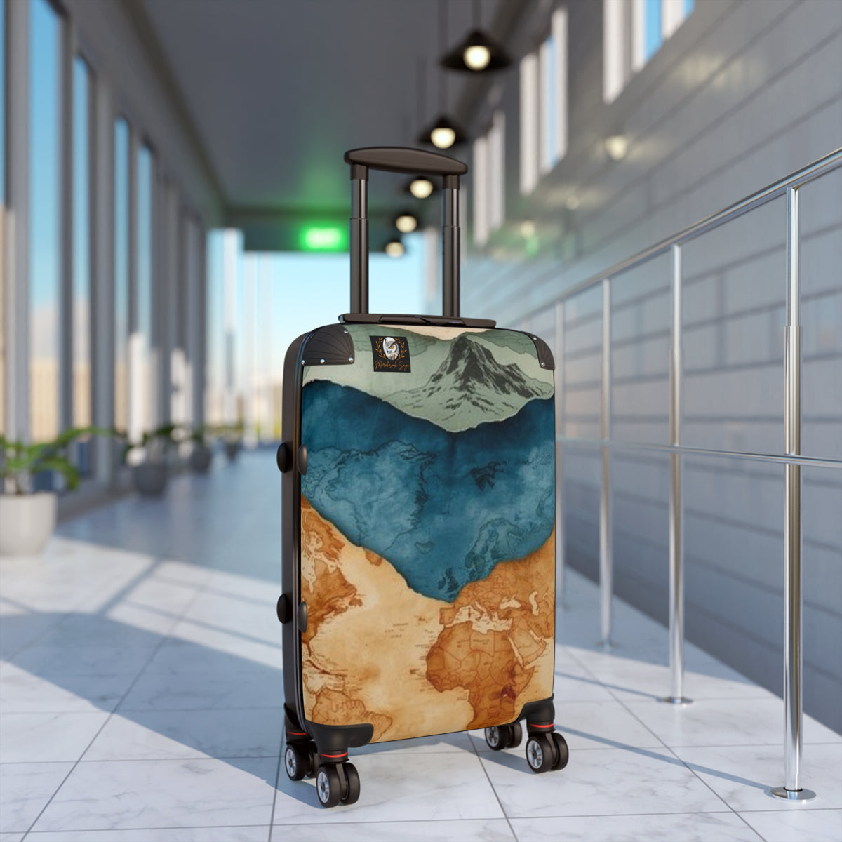 Stylized Layered Map Suitcase