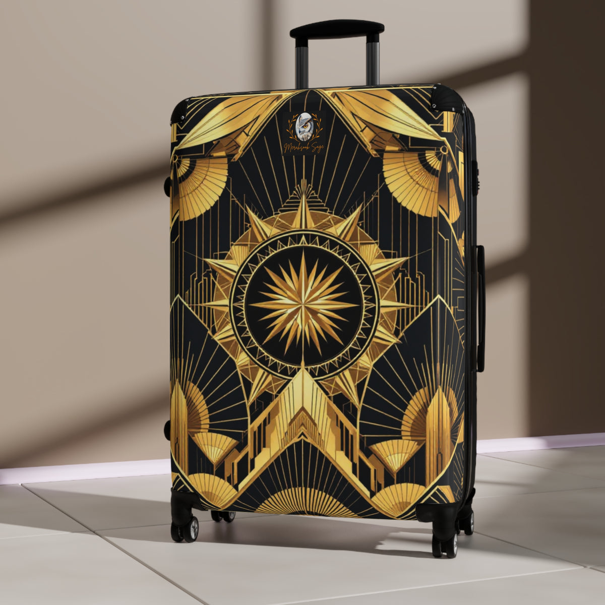 Art Deco Stylized Compass Burst Suitcase
