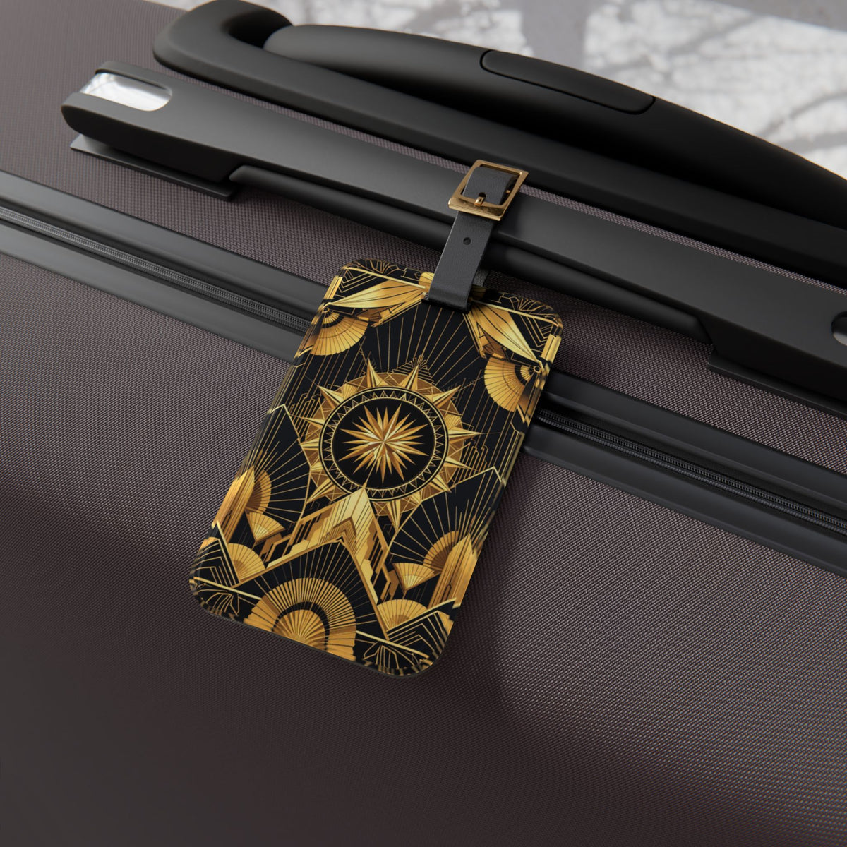 Art Deco Stylized Compass Burst Luggage Tag