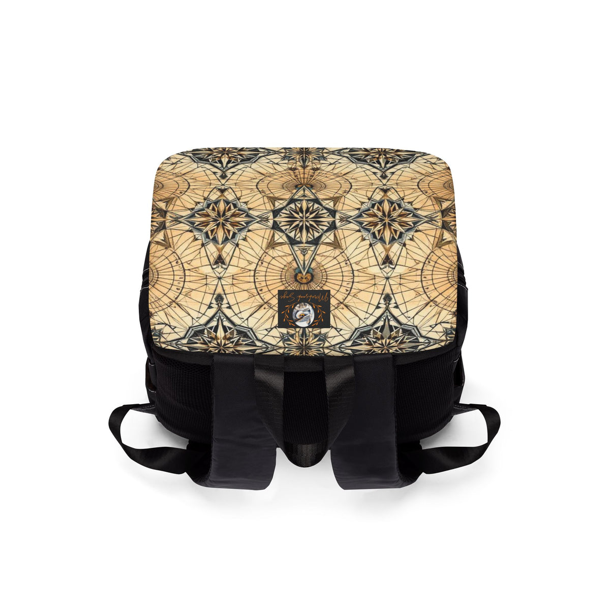 Vintage Compass Pattern Oxford Canvas Backpack