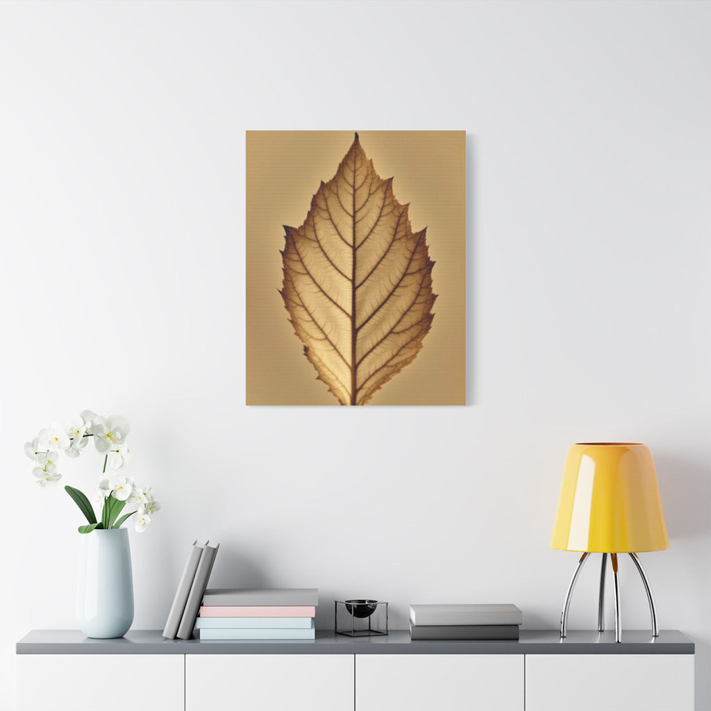 Soft Sepia Leaf Satin Canvas, Stretched
