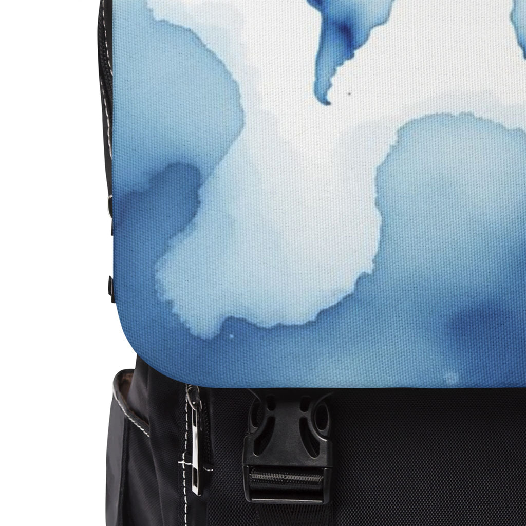 Blue Watercolor Map Oxford Canvas Backpack