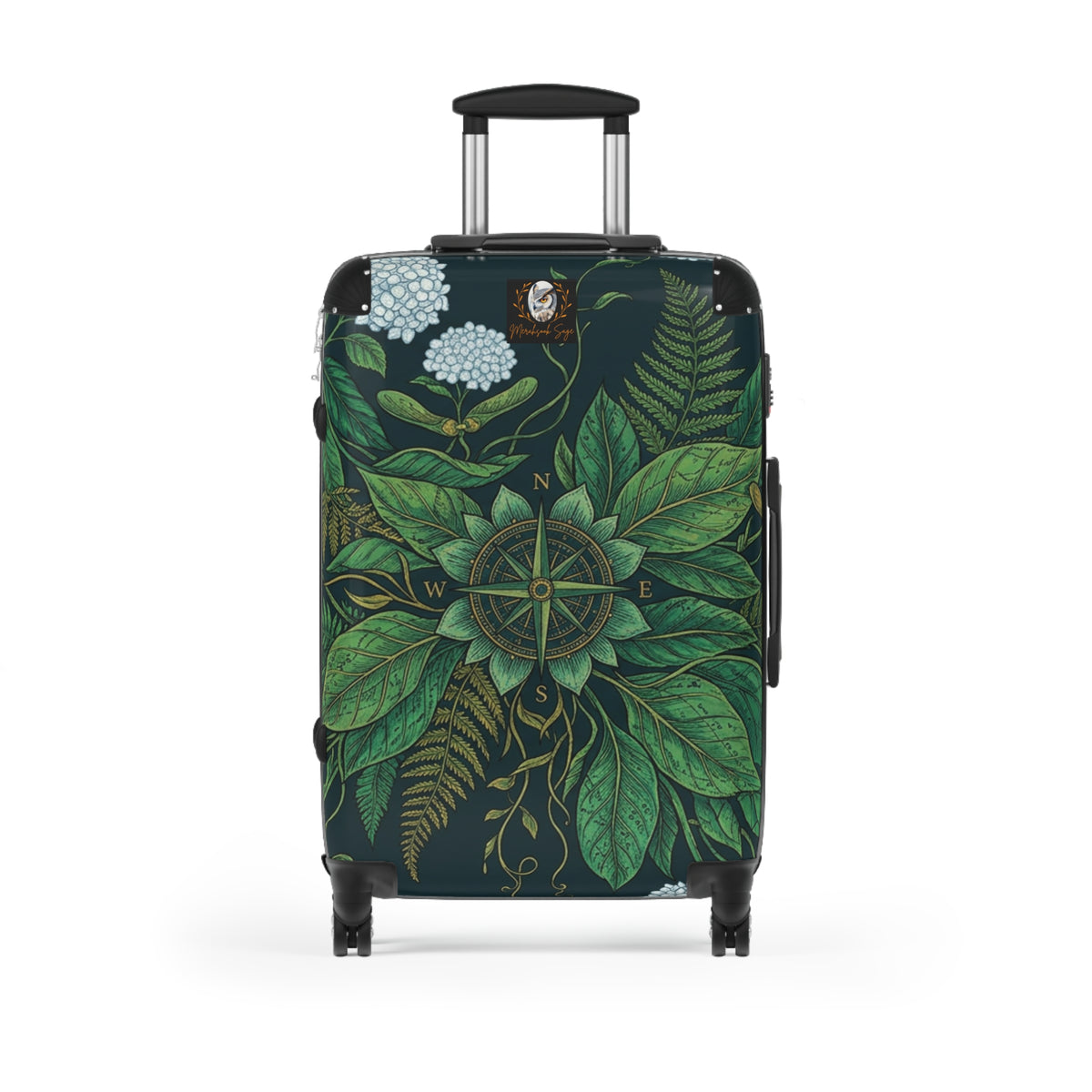 Stylized Compass Botanical Pattern Suitcase