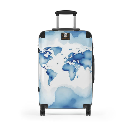 Blue Watercolor Map Suitcase