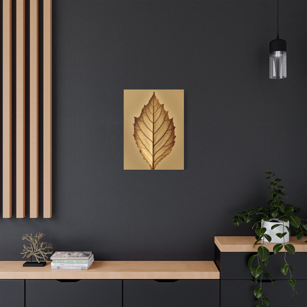Soft Sepia Leaf Satin Canvas, Stretched