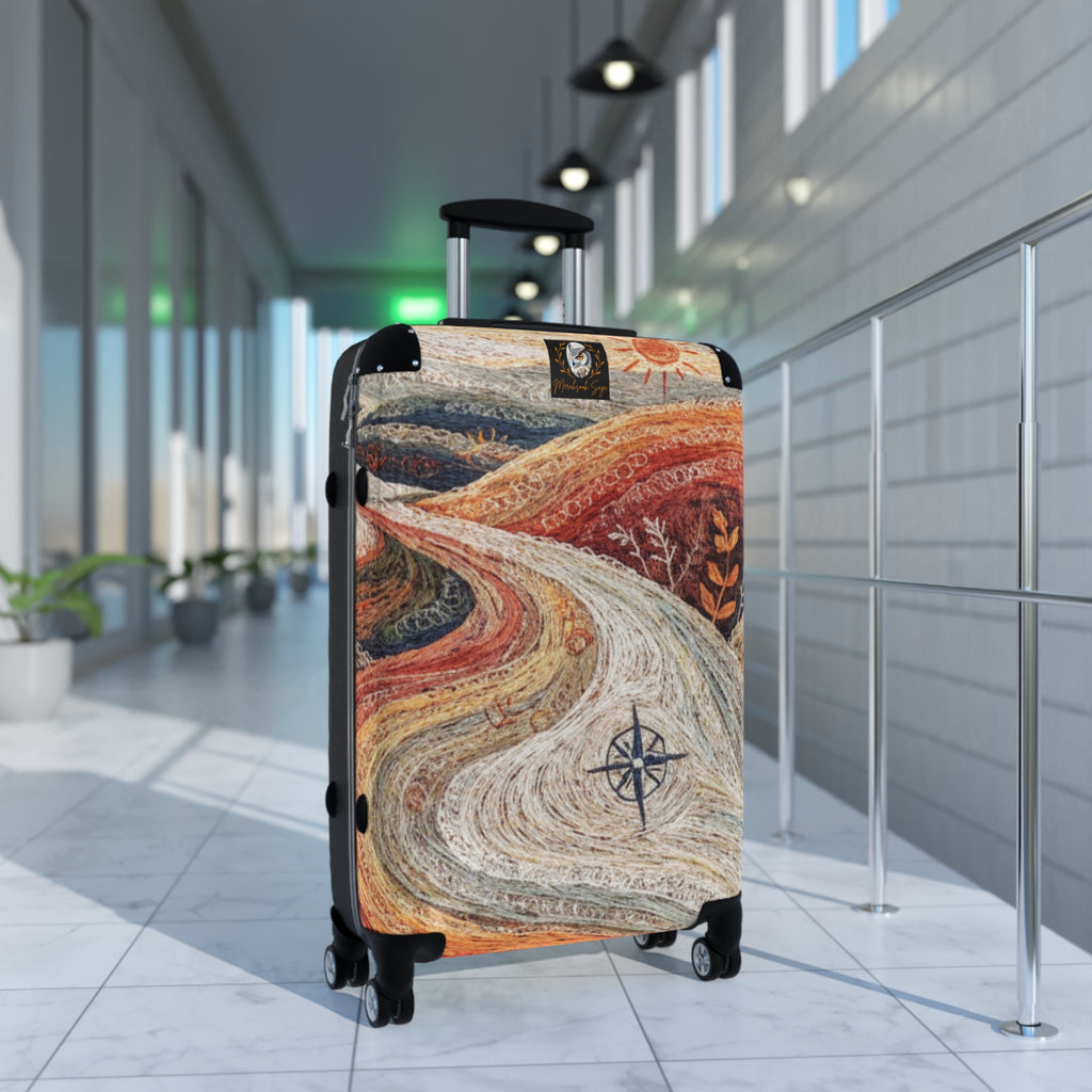 Stylized Compass Winding Path Suitcase