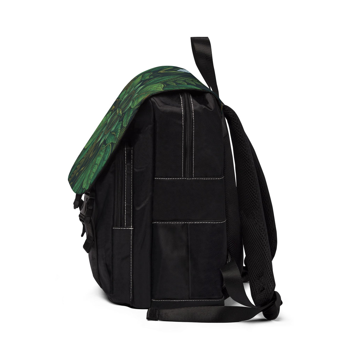 Stylized Compass Botanical Pattern Oxford Canvas Backpack