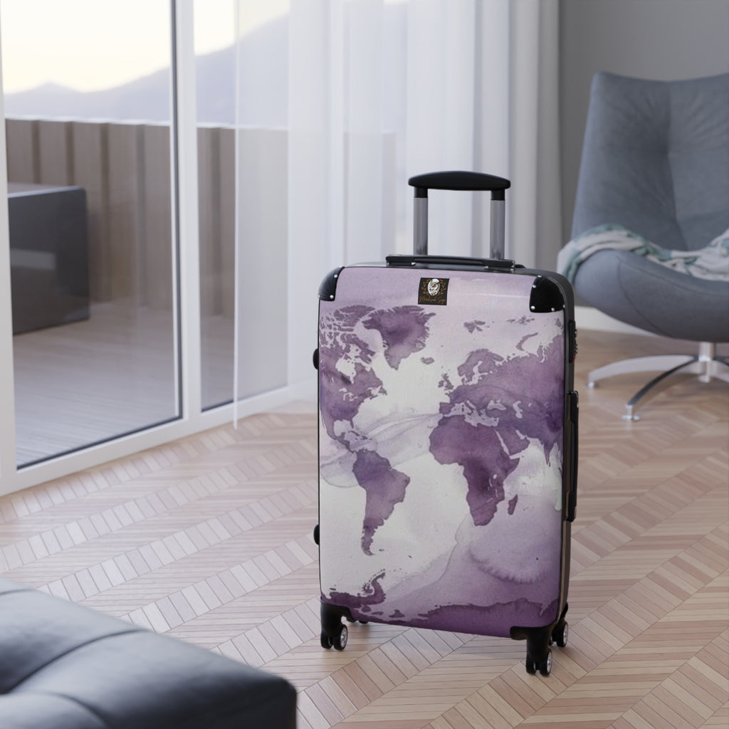 Purple Watercolor Map Suitcase