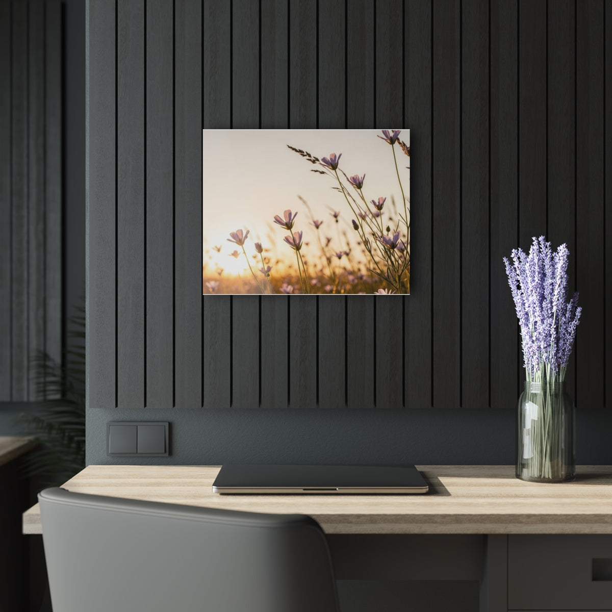 Sunlit Wispy Wildflowers Acrylic Prints (French Cleat Hanging)