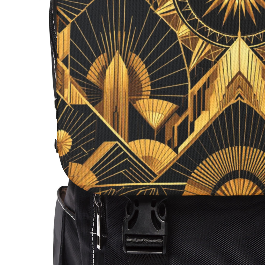 Art Deco Stylized Compass Burst Oxford Canvas Backpack