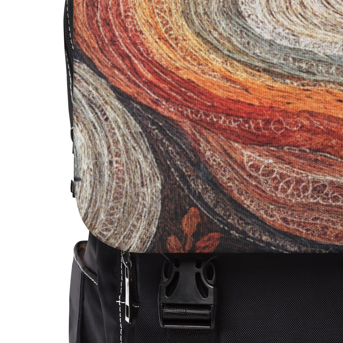 Stylized Compass Winding Path Oxford Canvas Backpack