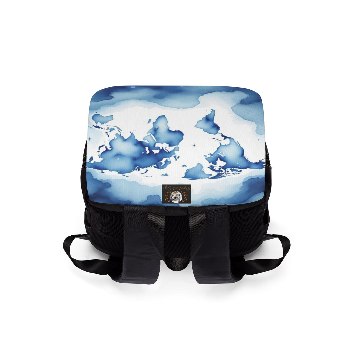 Blue Watercolor Map Oxford Canvas Backpack