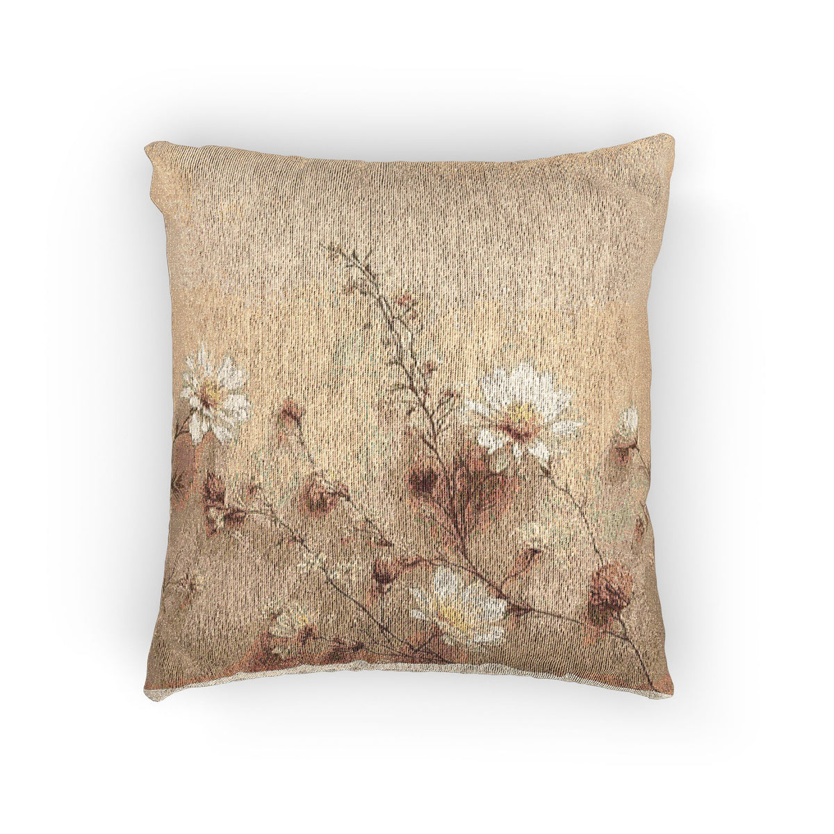 Soft Sepia Daisies Woven Pillow