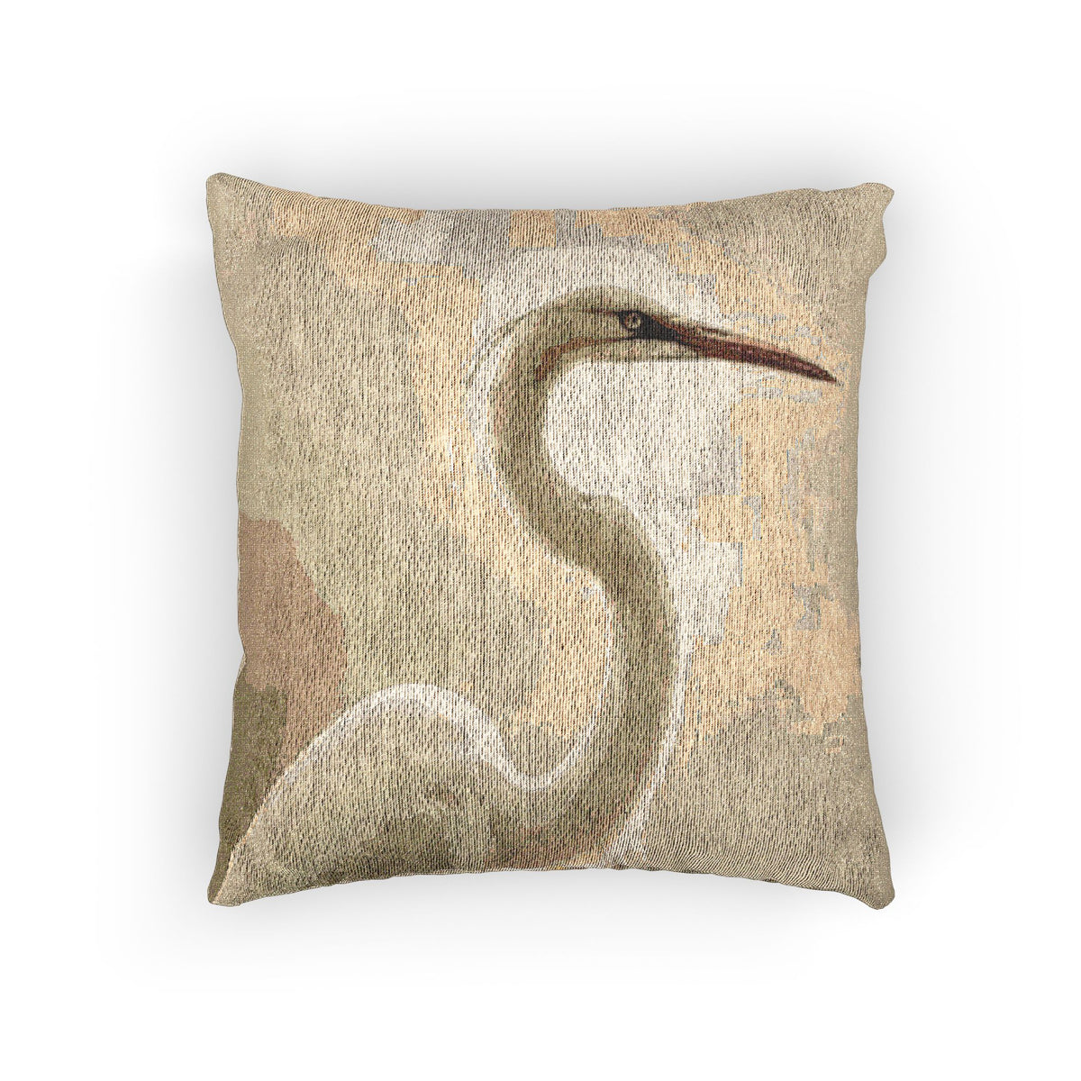 Soft Sepia Great White Heron Woven Pillow