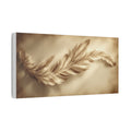 Soft Sepia Wispy Feather Satin Canvas, Stretched