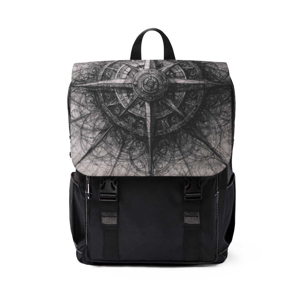 Stylized Illustrated Compass Oxford Canvas Backpack