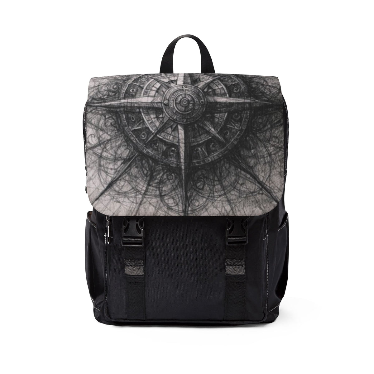 Stylized Illustrated Compass Oxford Canvas Backpack