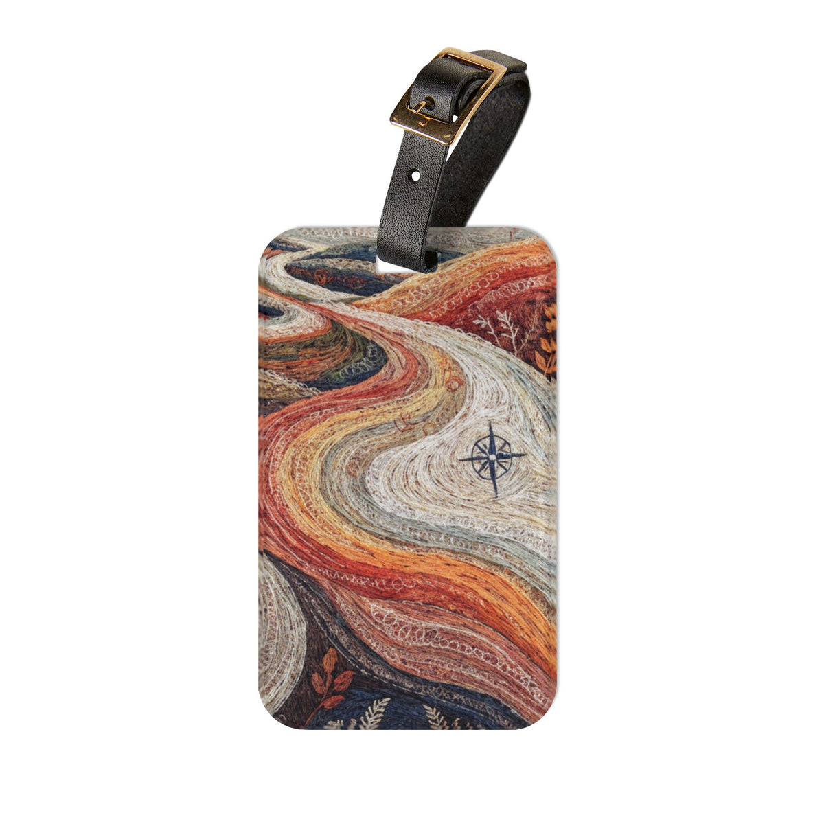 Stylized Compass Winding Path Luggage Tag
