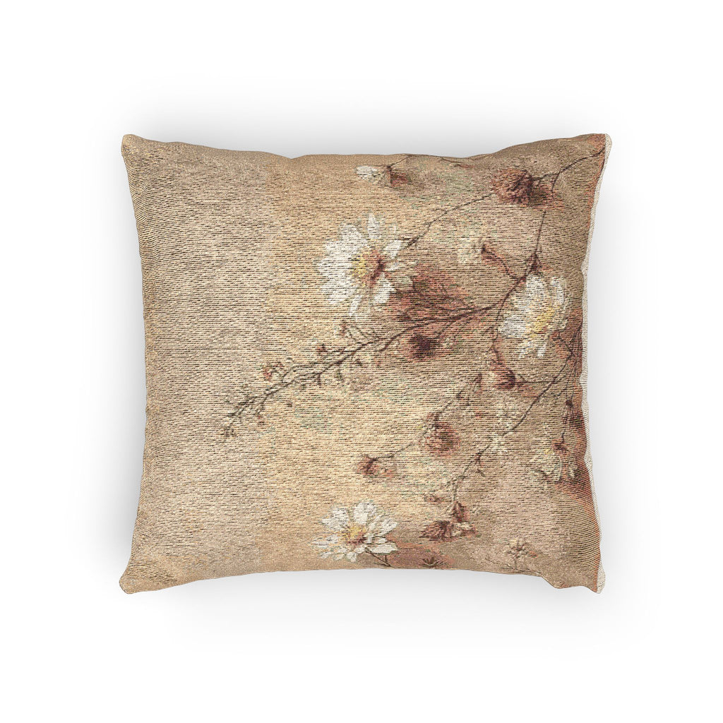 Soft Sepia Daisies Woven Pillow