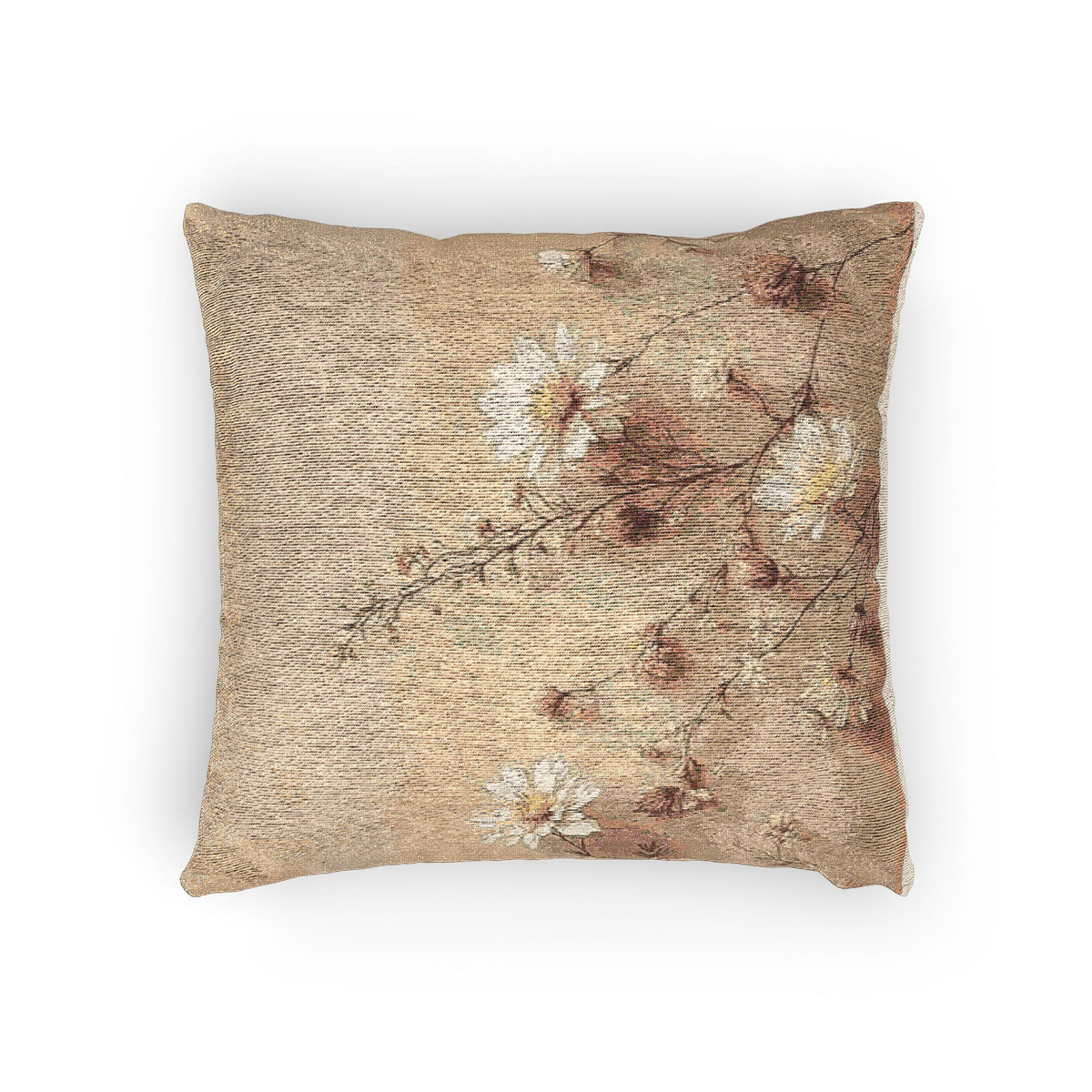 Soft Sepia Daisies Woven Pillow
