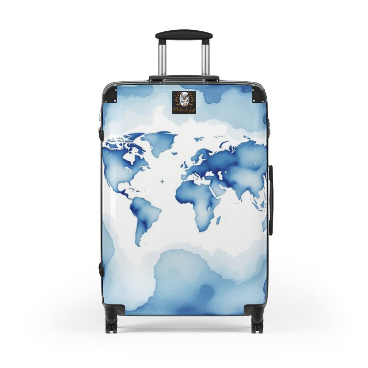 Blue Watercolor Map Suitcase