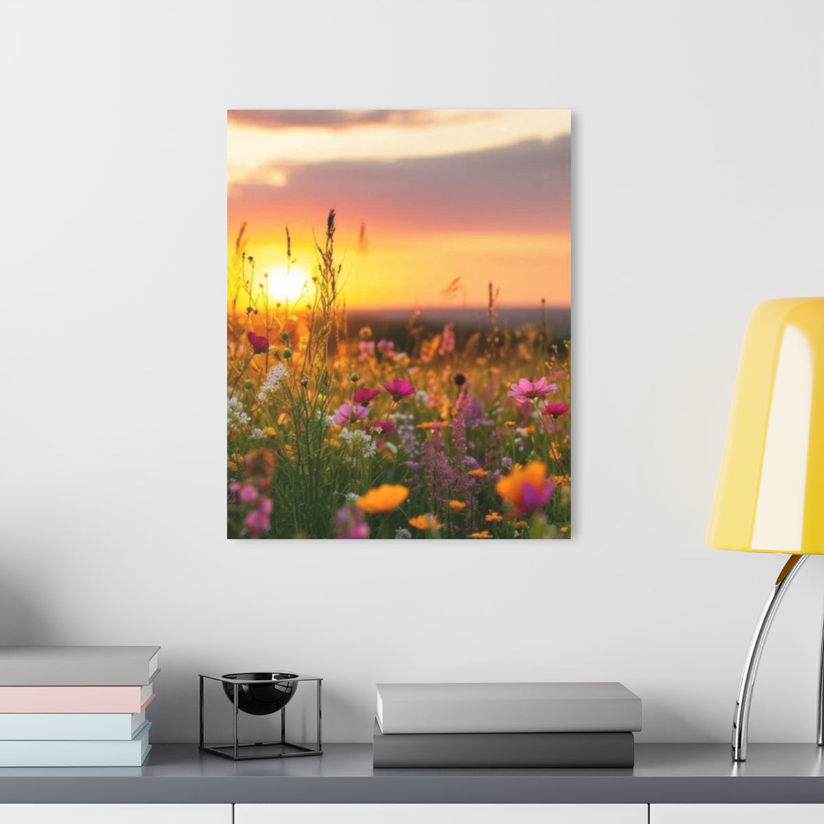 Wildflower Field at Sunset Acrylic Prints (French Cleat Hanging)