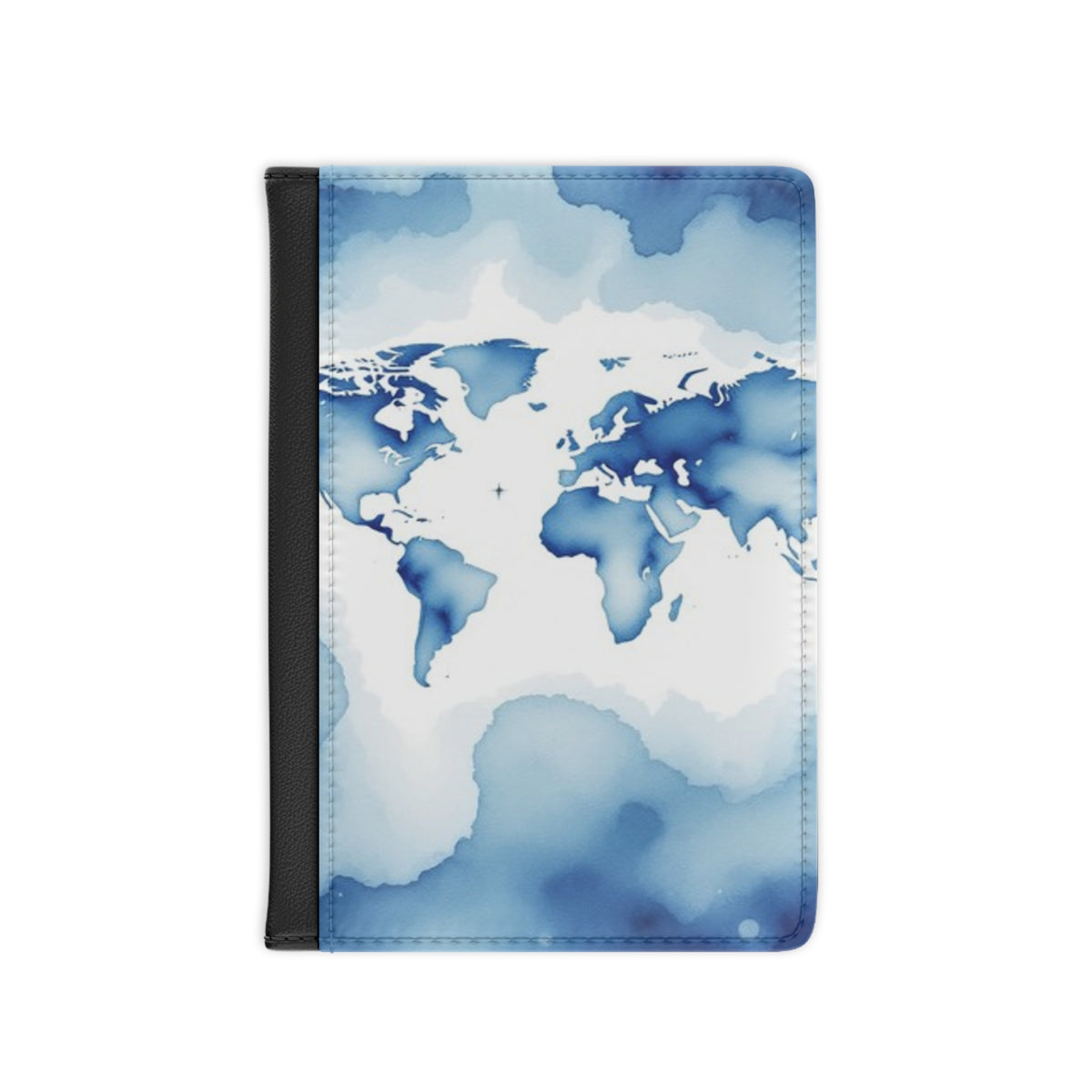 Blue Watercolor Map Passport Cover