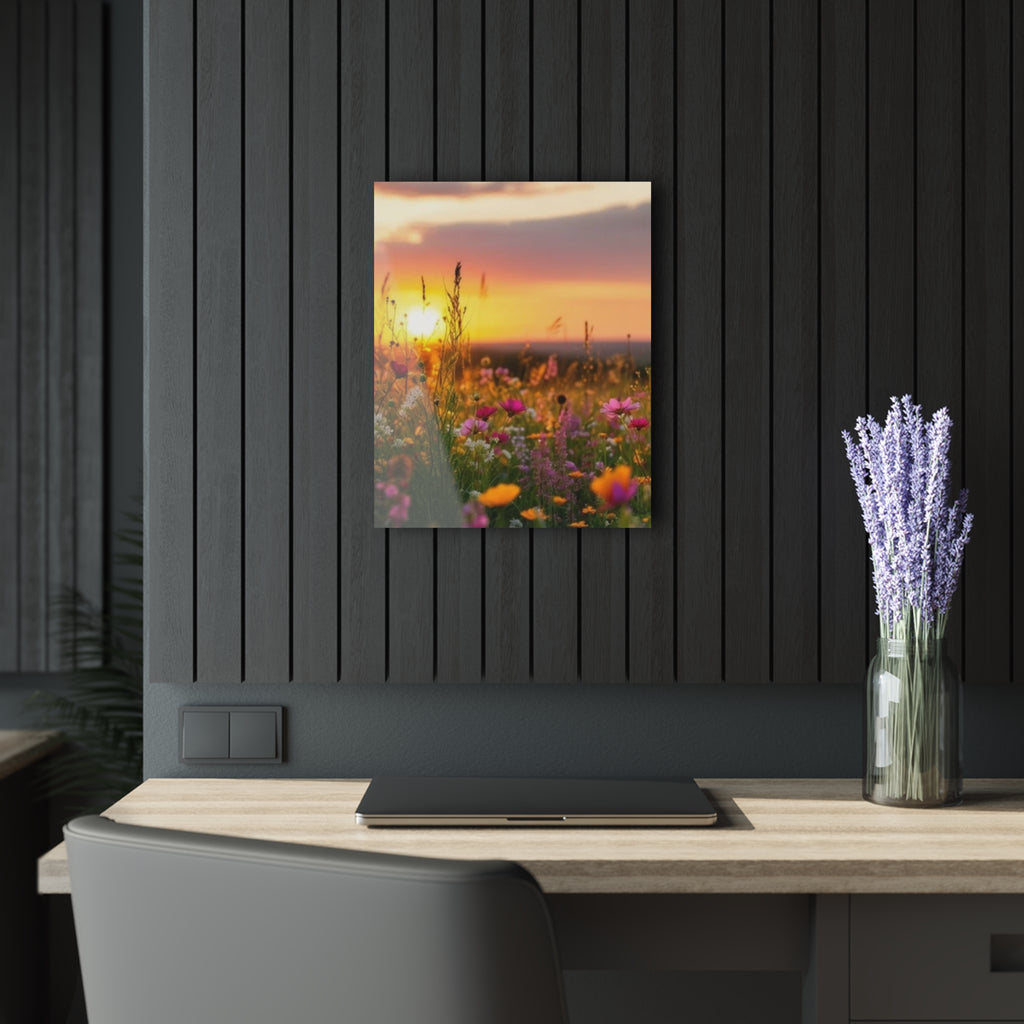 Wildflower Field at Sunset Acrylic Prints (French Cleat Hanging)