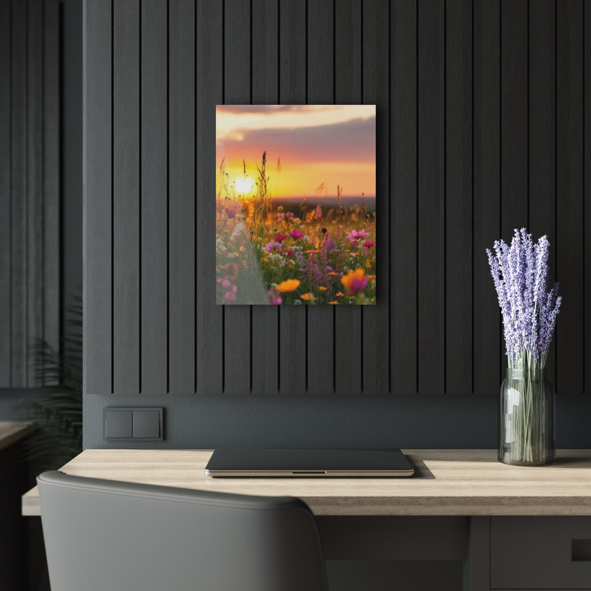 Wildflower Field at Sunset Acrylic Prints (French Cleat Hanging)