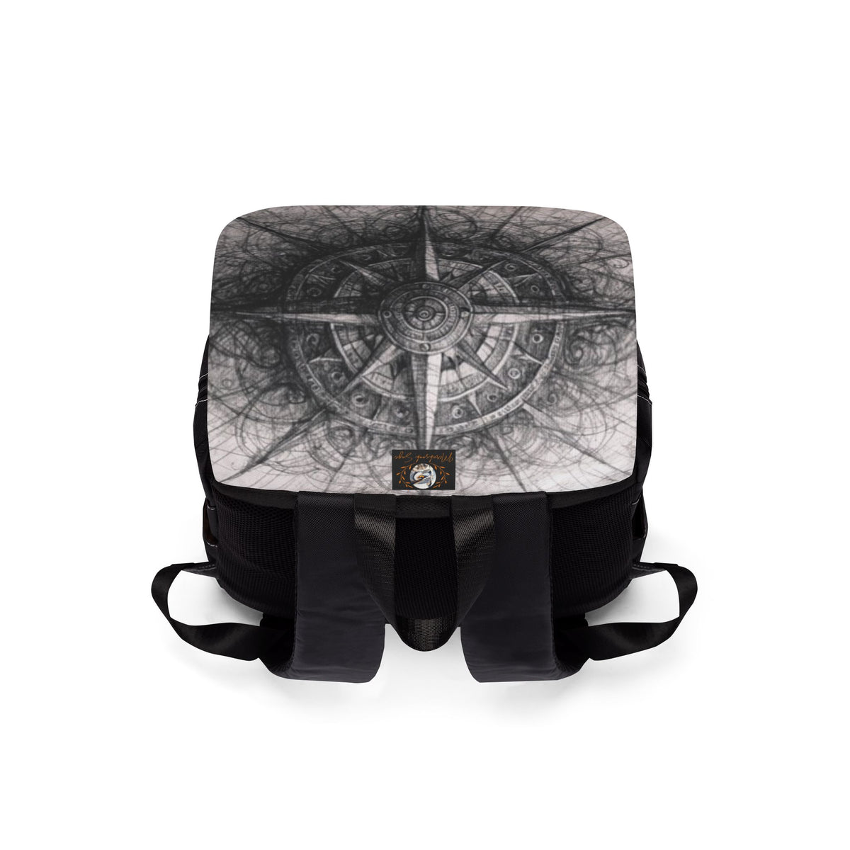 Stylized Illustrated Compass Oxford Canvas Backpack