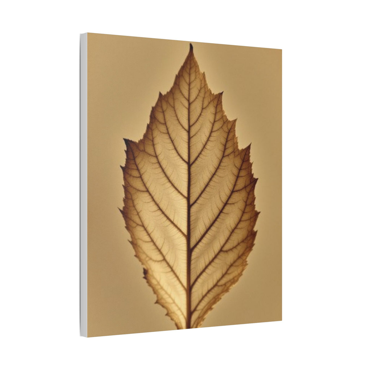 Soft Sepia Leaf Satin Canvas, Stretched