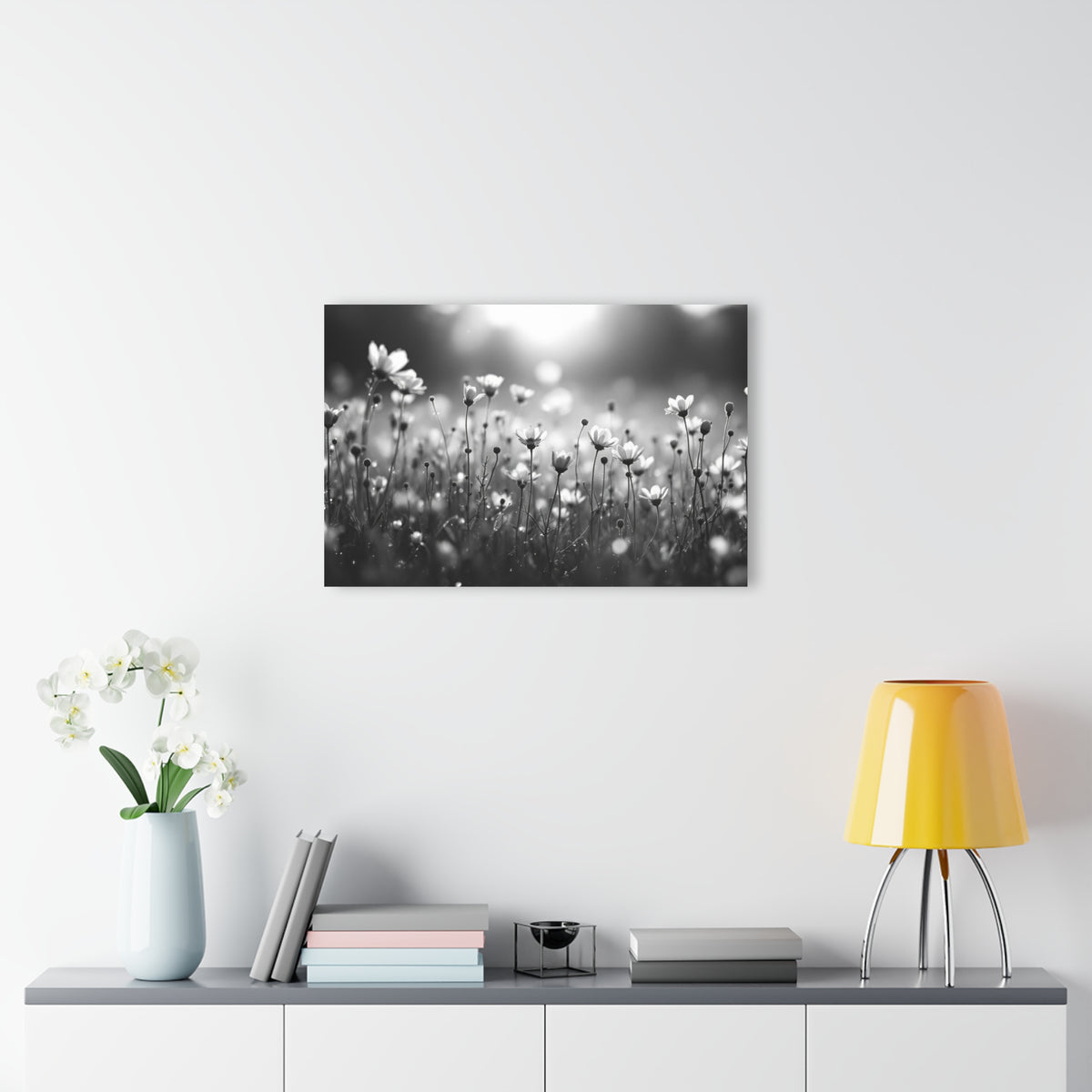 Delicate Wild Daisies Black and White Acrylic Prints (French Cleat Hanging)