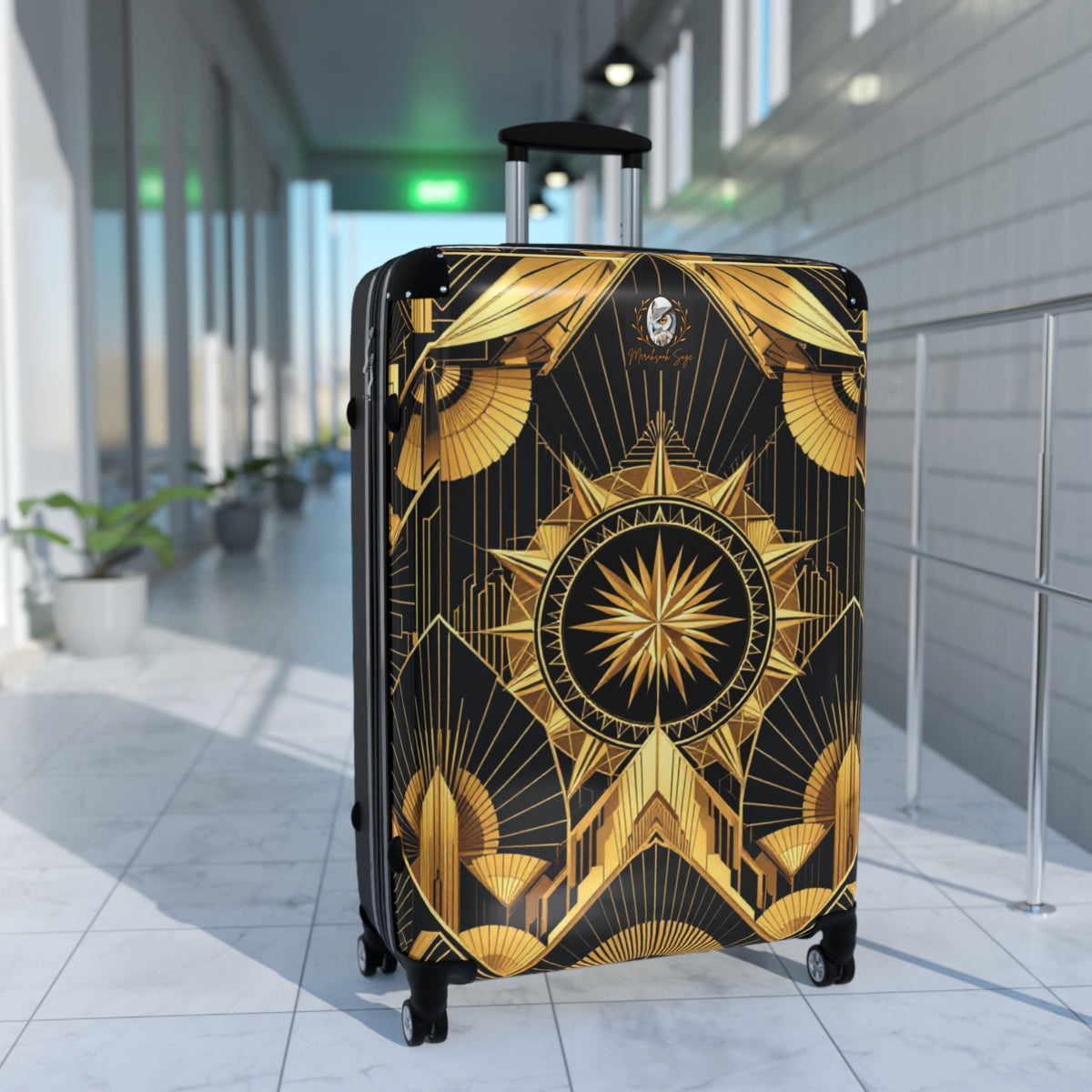 Art Deco Stylized Compass Burst Suitcase