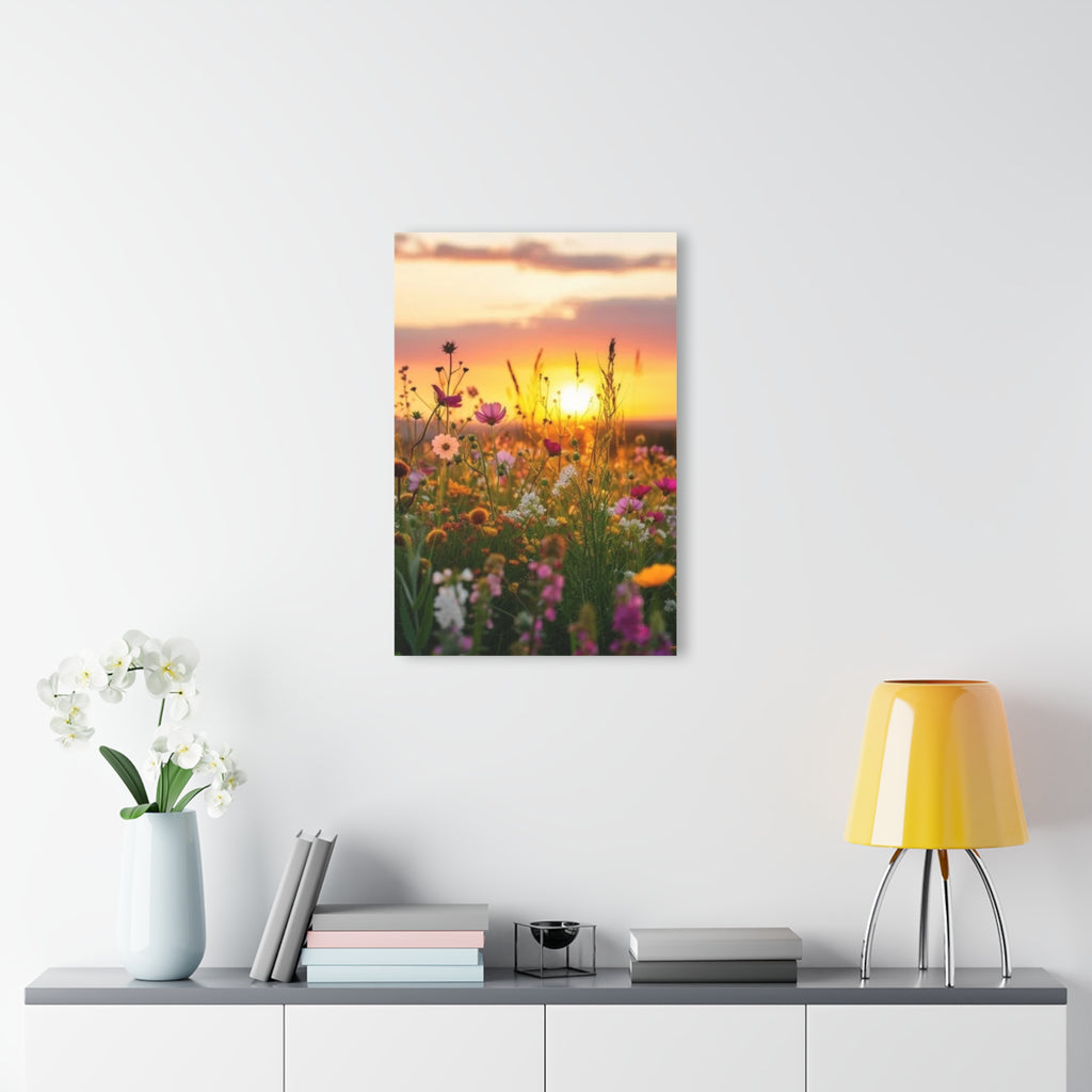 Wildflower Field at Sunset Acrylic Prints (French Cleat Hanging)