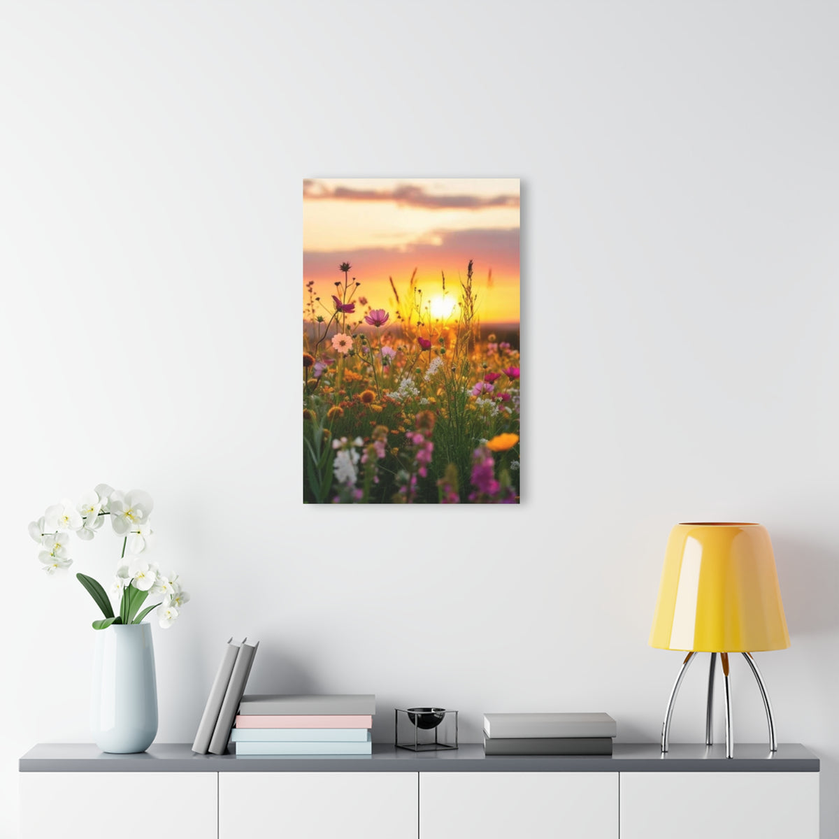 Wildflower Field at Sunset Acrylic Prints (French Cleat Hanging)