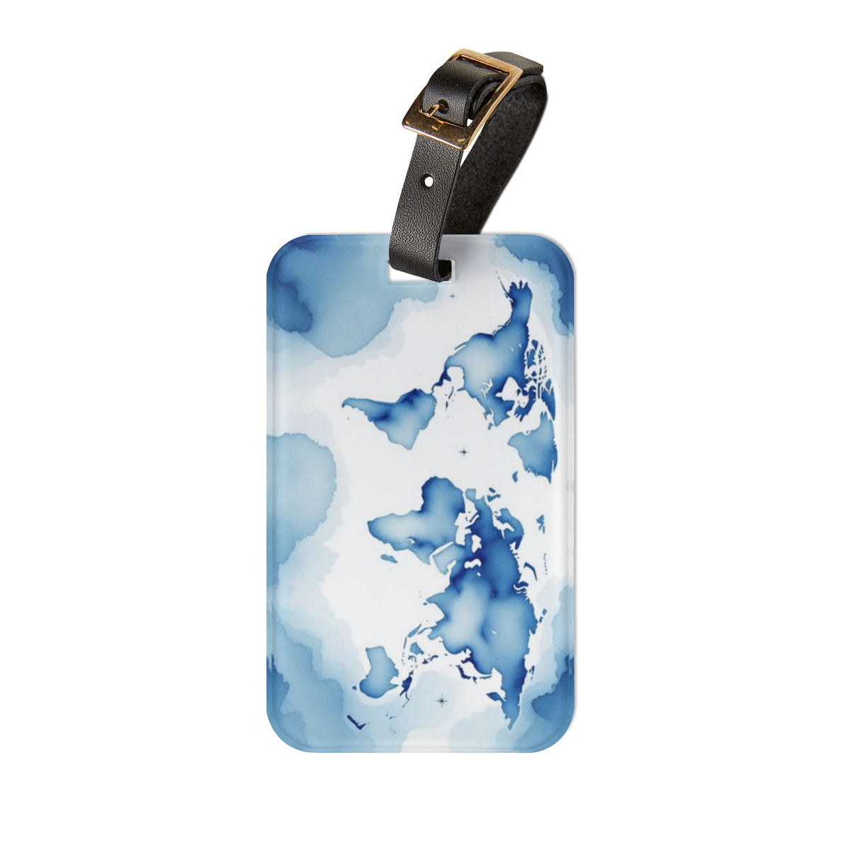 Blue Watercolor Map Luggage Tag
