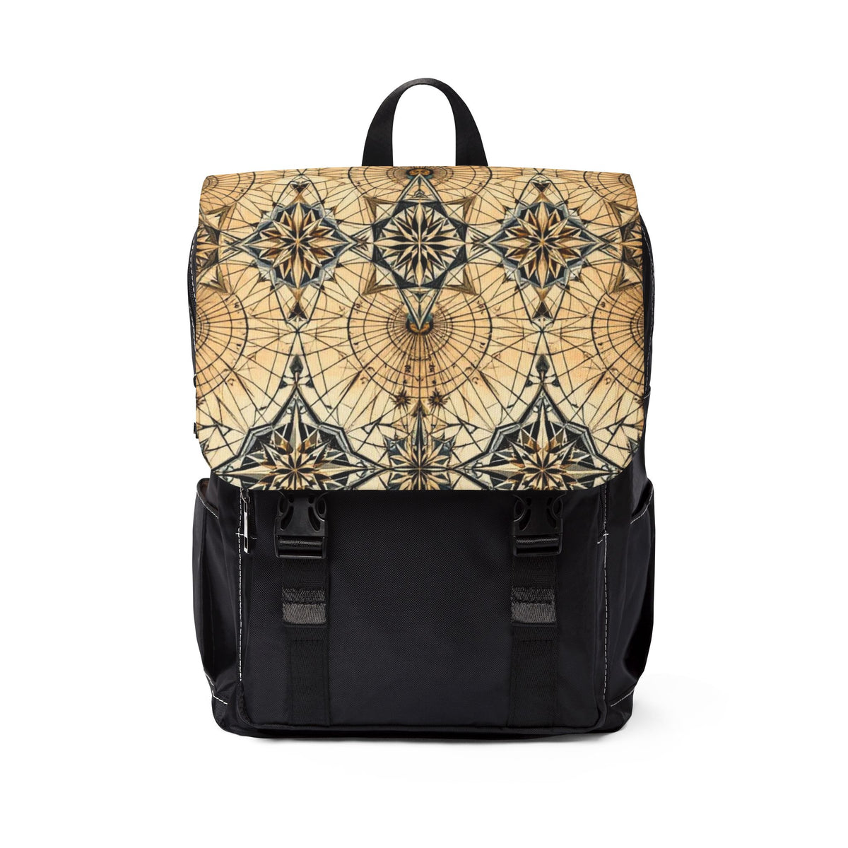 Vintage Compass Pattern Oxford Canvas Backpack